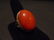 HUGE RARE CHINESE DEEP RED CORAL CABOCHON RING 14K GOLD