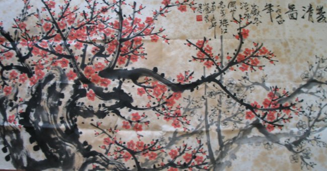 CHINESE WATER COLOR PAINTING ATTRIBUTED TO GUAN SHANYUE: CHINESE WATER COLOR PAINTING ATTRIBUTED TO GUAN SHANYUE. SIZE: 26 INCHES X 52 INCHES.