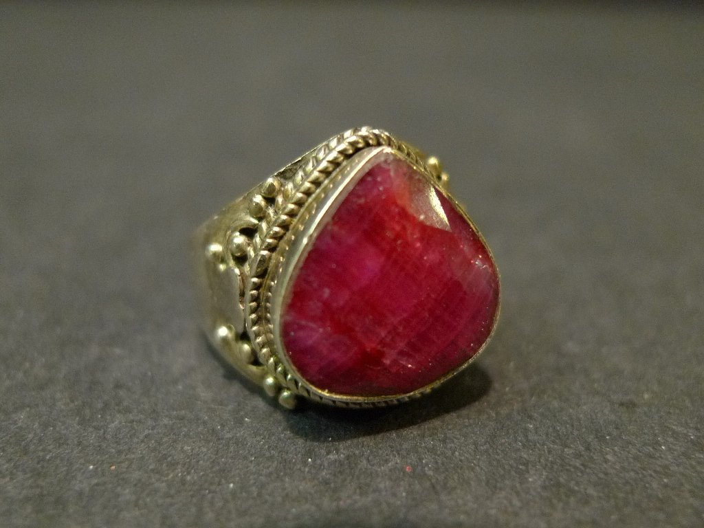 STERLING SILVER NATURAL RUBY RING: STERLING SILVER NATURAL RUBY RING. 6 GRAMS SIZE 7.5, STONE SIZE IS 13X13 MM