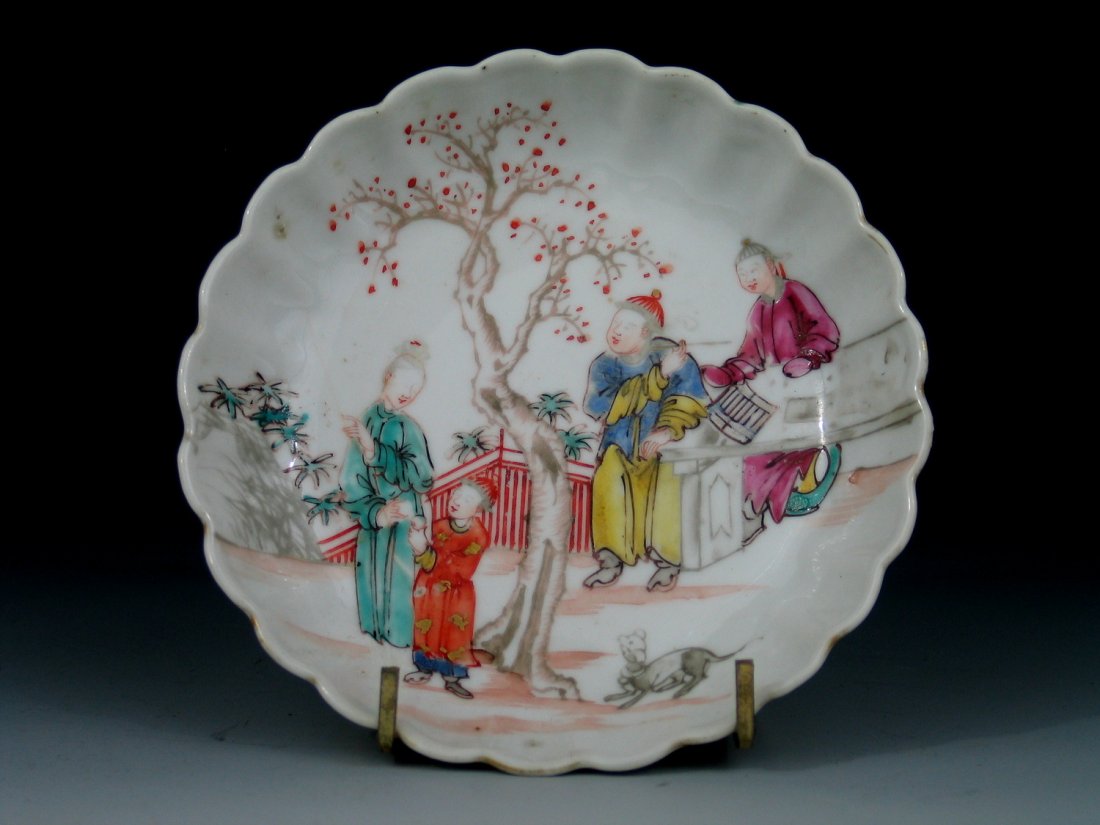 Antique Chinese Export Porcelain Famille Rose Dish,: Antique Chinese Export Porcelain Famille Rose Dish, 18th Century. Diameter: 5 1/2 inches. PROVENANCE: From the collection of Renee Rush, Elkins Park, PA.