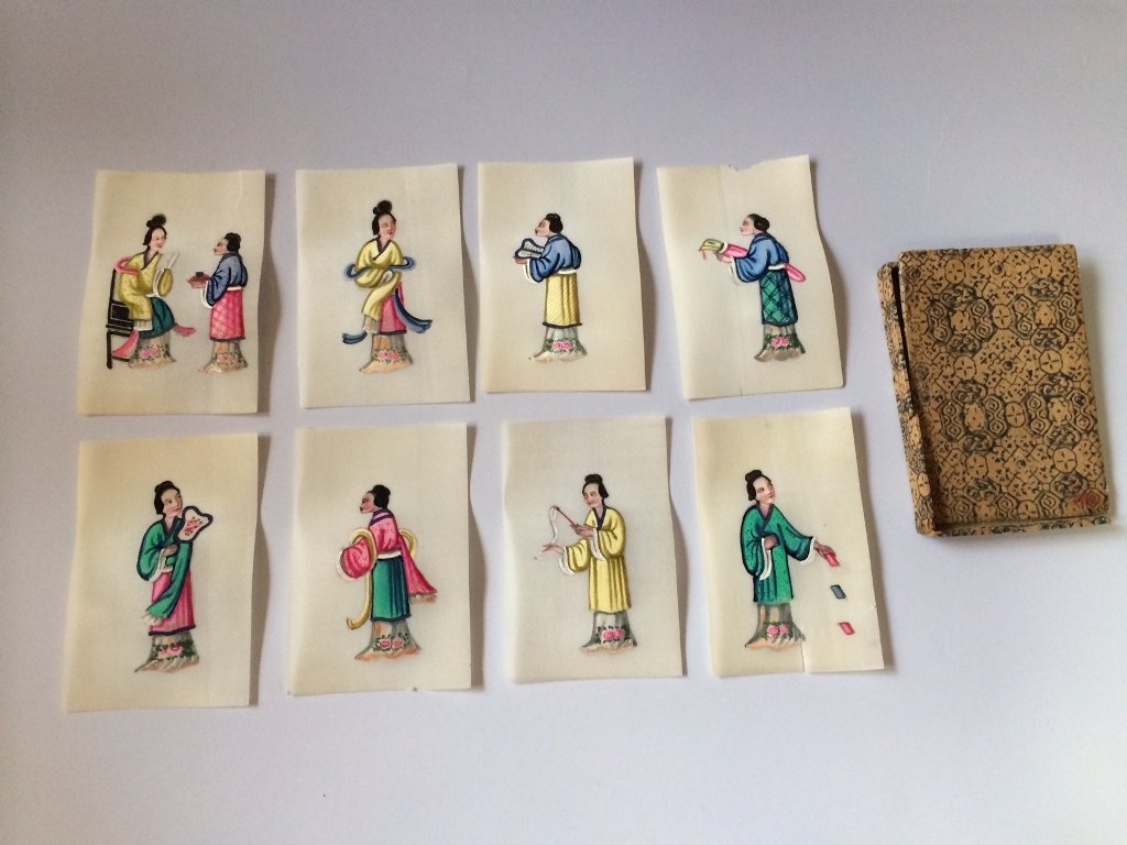 SET OF CHINESE OLD PAINTING ON RICE PAPER: 8 CHINESE OLD PAINTING ON RICE PAPER, EARLY 20TH. 4 X 3”