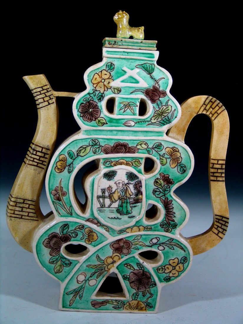 Chinese Famille Verte Porcelain Teapot, Late 19th (1 of 8)