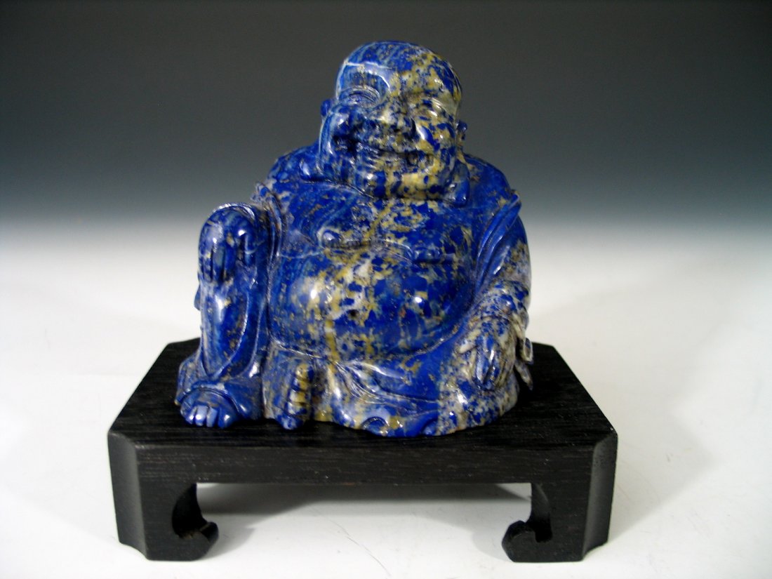 Chinese Carved Lapis Lazuli Figure of a Buddha. (1 of 5)