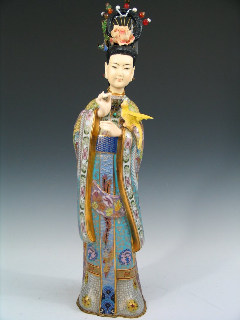 Chinese Cloisonne Figure of Court Lady. (1 of 5)