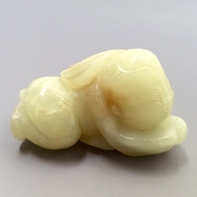 CHINESE ANTIQUE GREENISH-WHITE JADE FIGURE, 18/19TH (1 of 5)