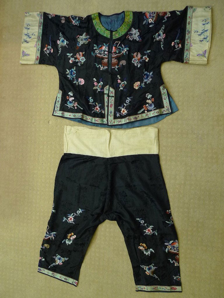 ANTIQUE CHINESE KESI SILK ROBE WITH PANTS 19TH CENTURY (1 of 9)