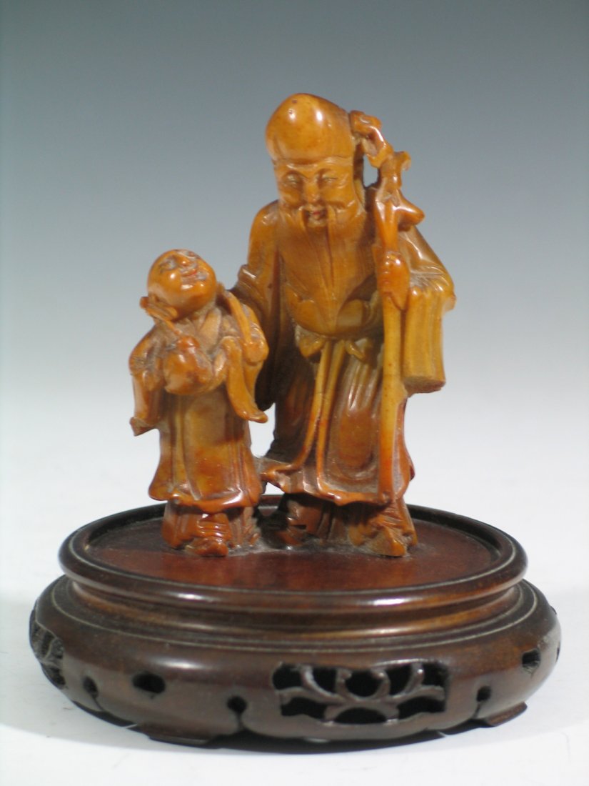 Chinese Carved Soapstone Figure of Immortal and A Boy (1 of 5)