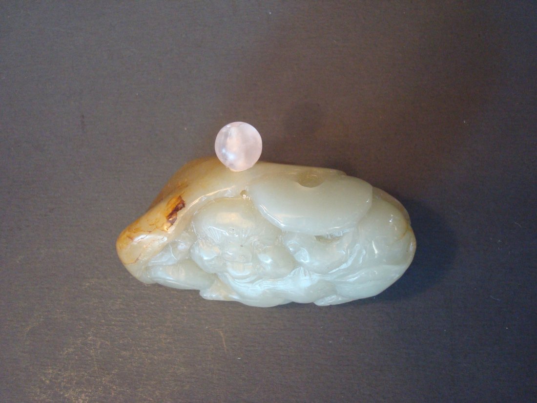 ANTIQUE Chinese White jade Snuff Bottle with Russet, 2 (1 of 8)