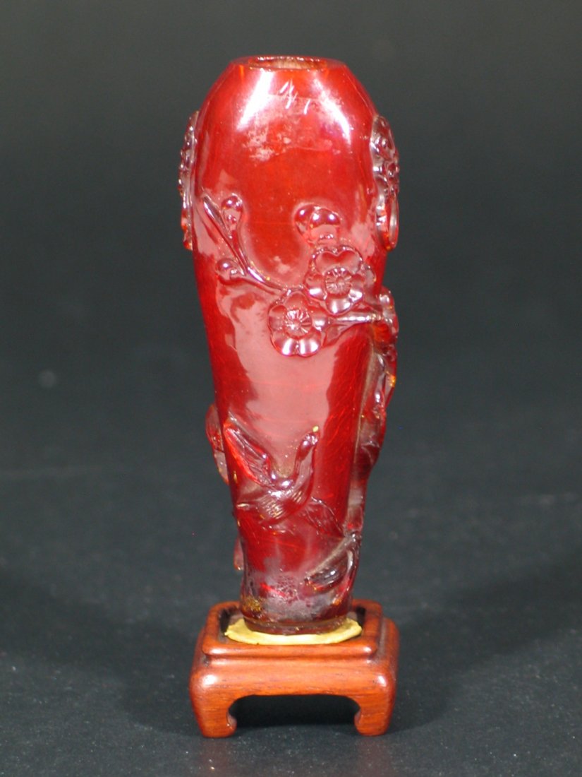 Antique Chinese Carved Amber Mila Miniature Vase, Qing (1 of 6)
