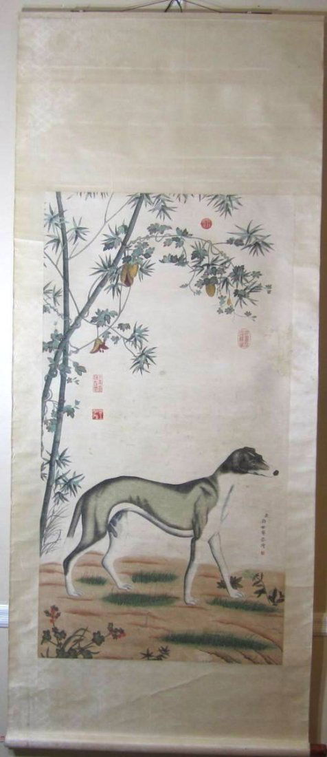A CHINESE WATERCOLOR PAINTING SCROLL - SIGNED (1 of 8)