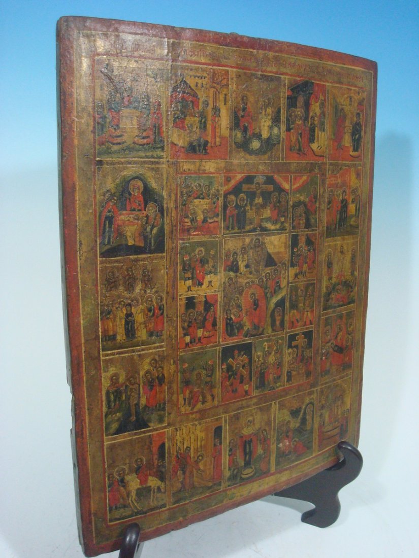 ANTIQUE Russian Wood Icon, 17th C. 21" x 15" W. It (1 of 10)