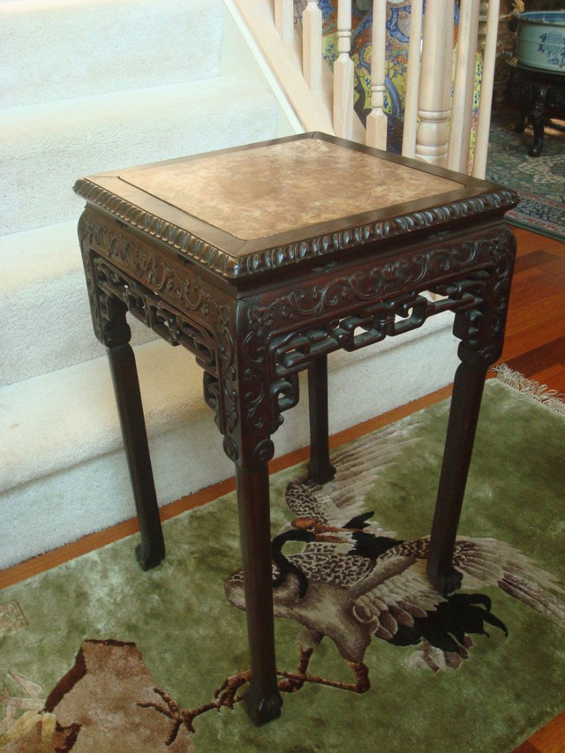 ANTIQUE Chinese Rosewood stand, late 19th C. 27"H x 16 (1 of 3)