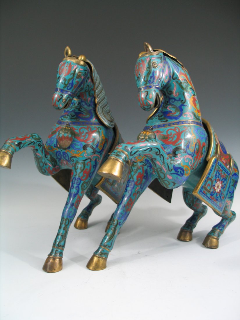 Pair of Antique Chinese Cloisonne Horses. (1 of 5)