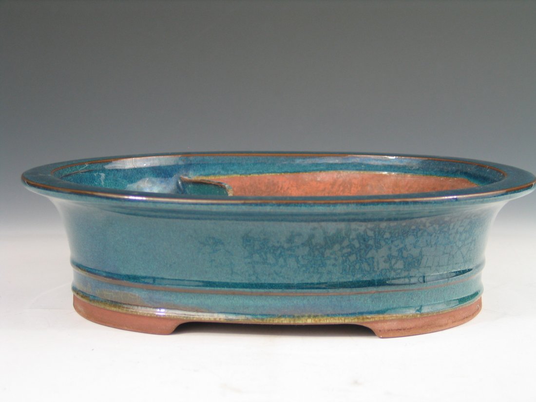 Chinese Blue Glazed Pottery Sectional Planter. (1 of 3)