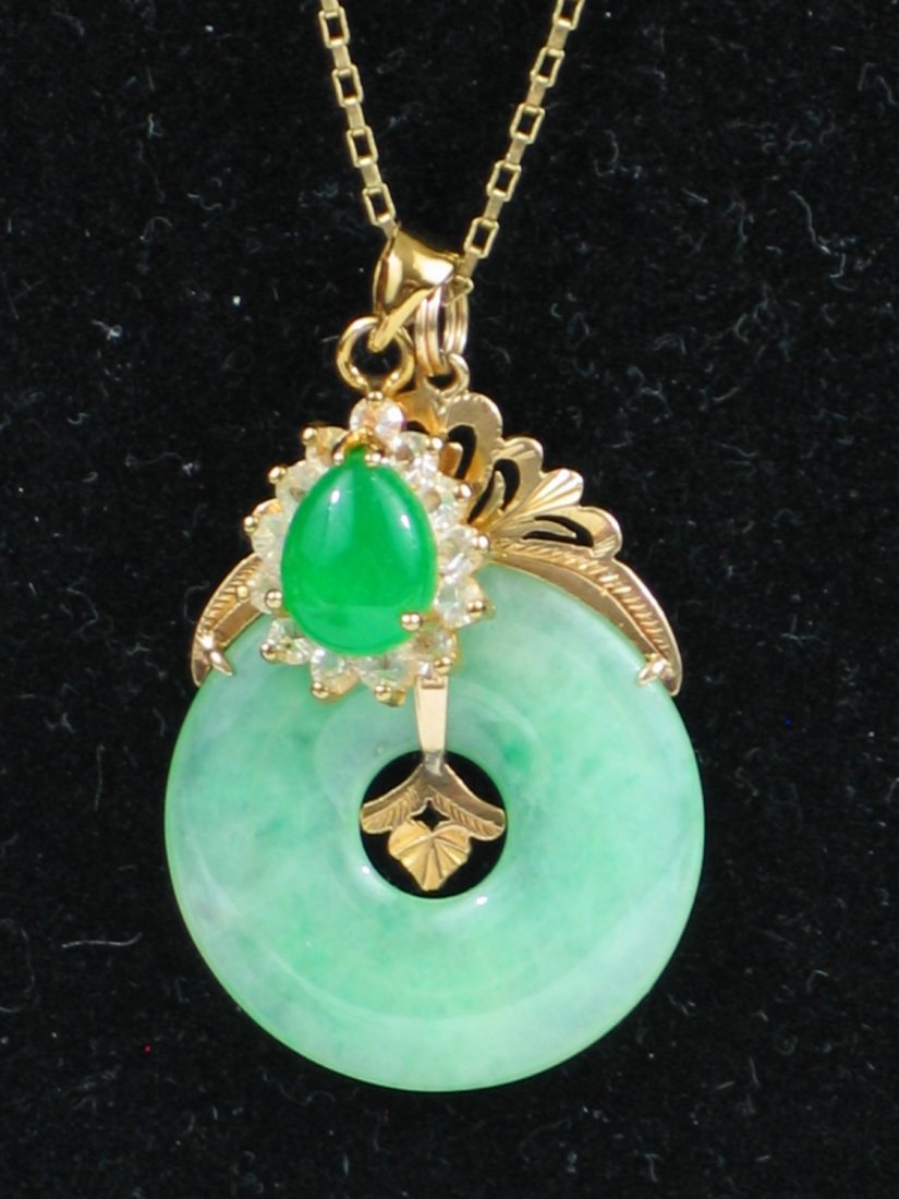 Necklace with 14K Gold Jadeite Pendant. (1 of 2)