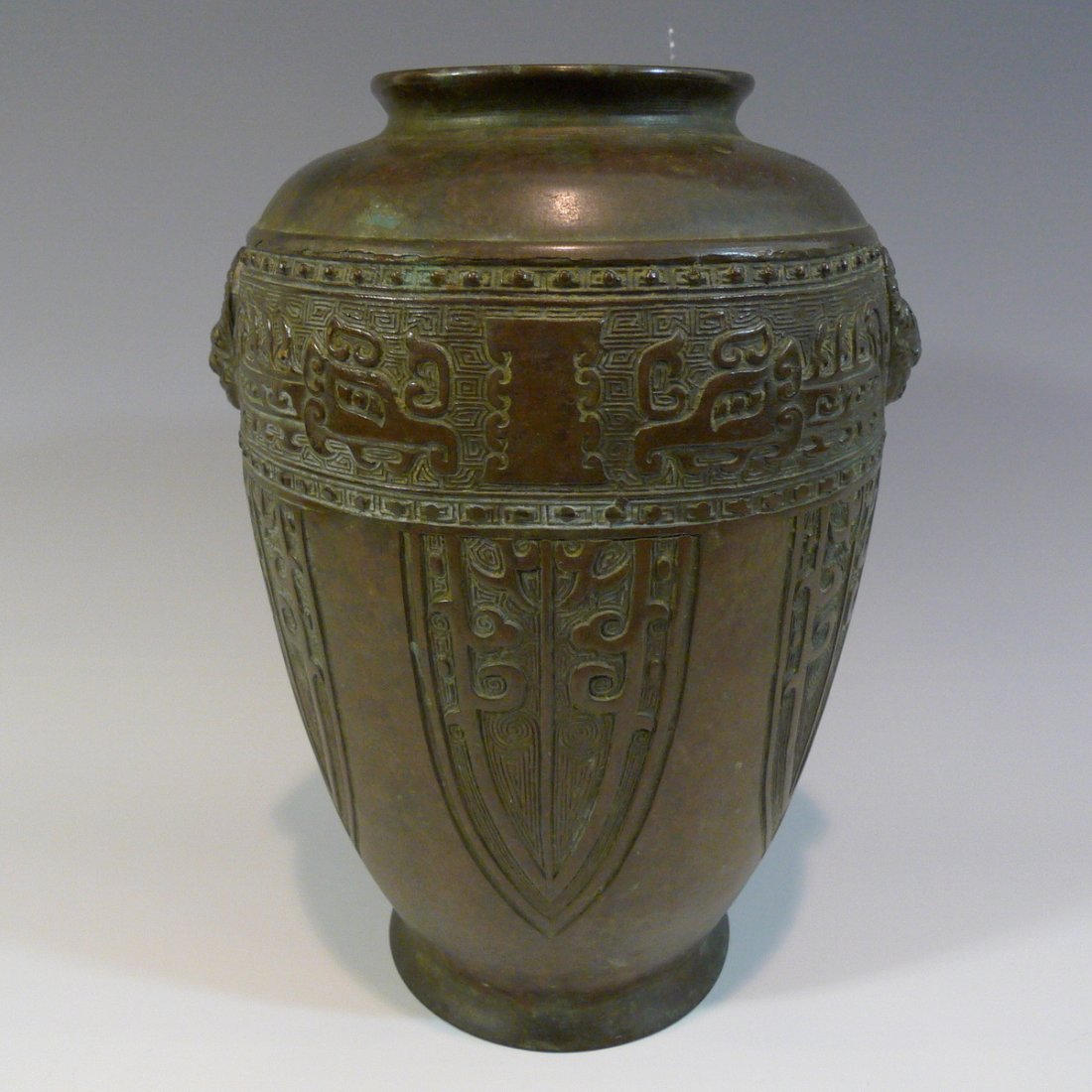 ANTIQUE CHINESE TAOTIE MARK BRONZE VASE - MING DYNASTY (1 of 9)