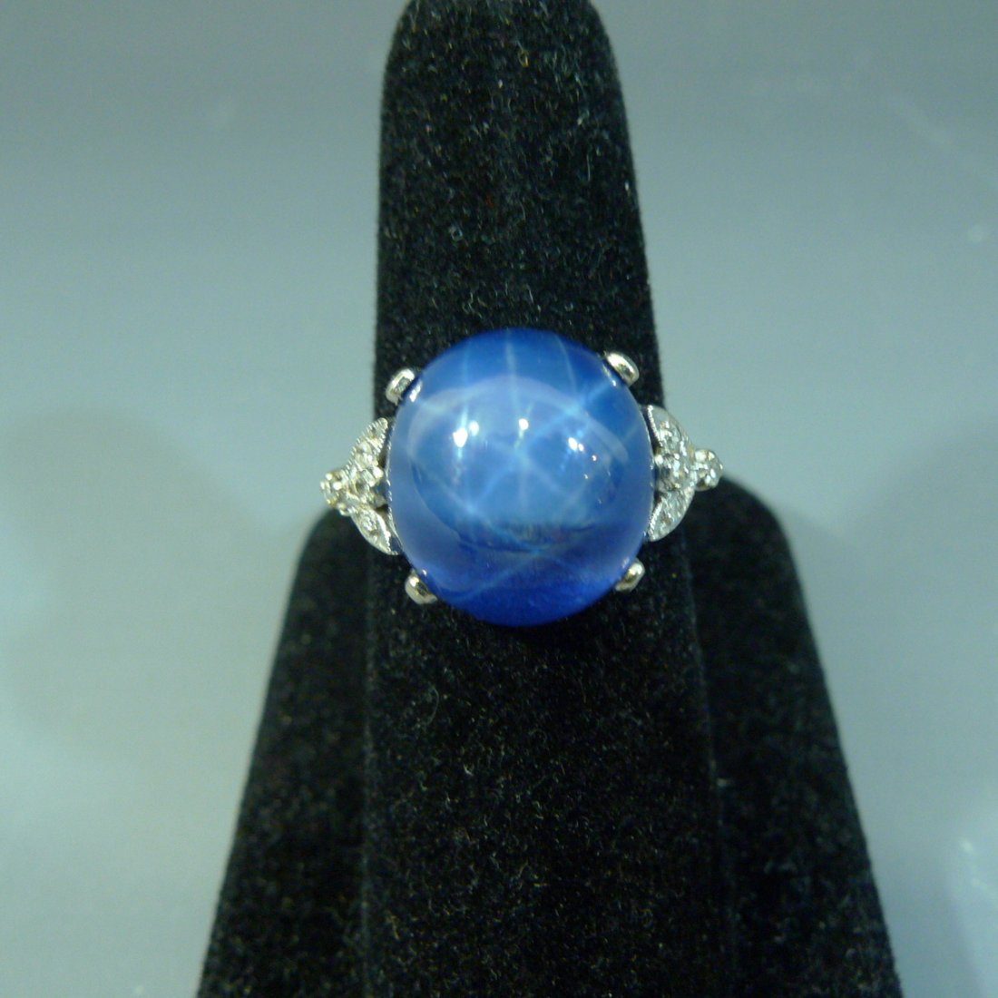 SUPERB 14K WHITE GOLD STAR SAPPHIRE RING 15 CARATS (1 of 9)