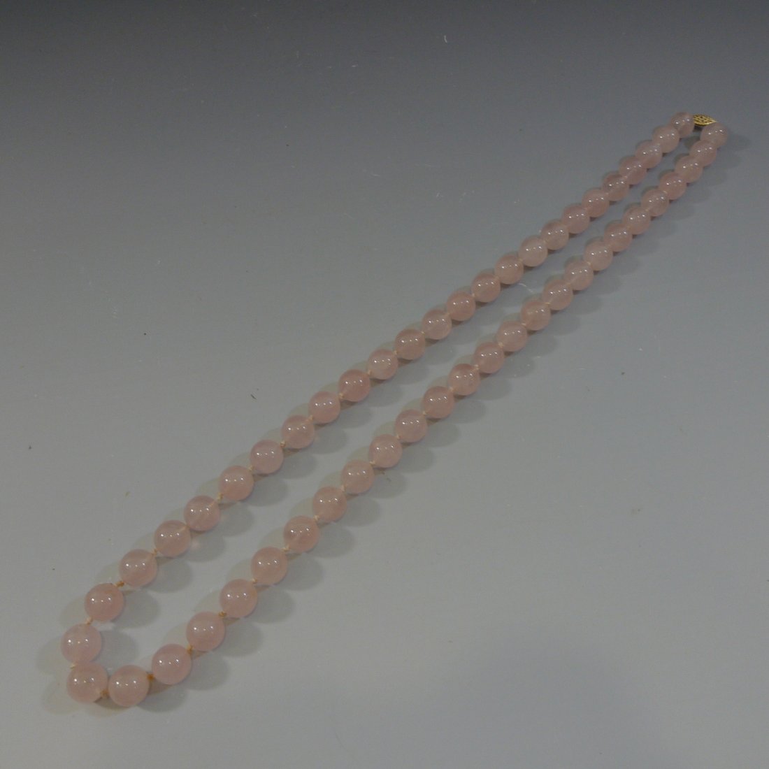 CHINESE ROSE QUARTZ BEADS NECKLACE 14K GOLD (1 of 8)