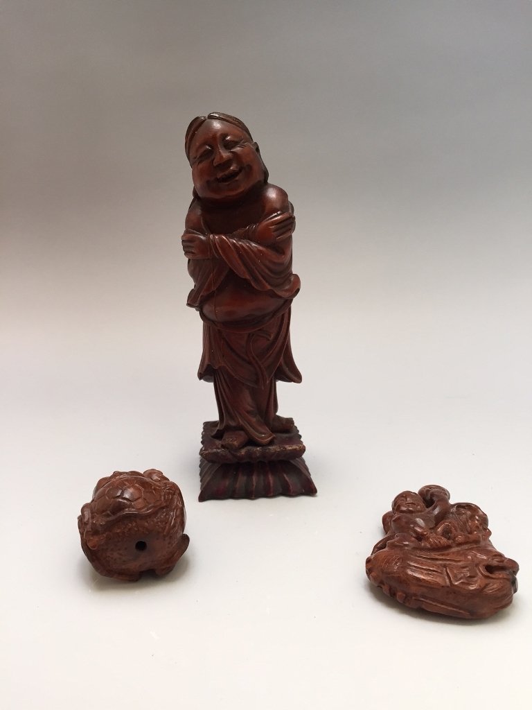 THREE PIECES OF OLD JAPANESE WOOD FIGURES (1 of 4)