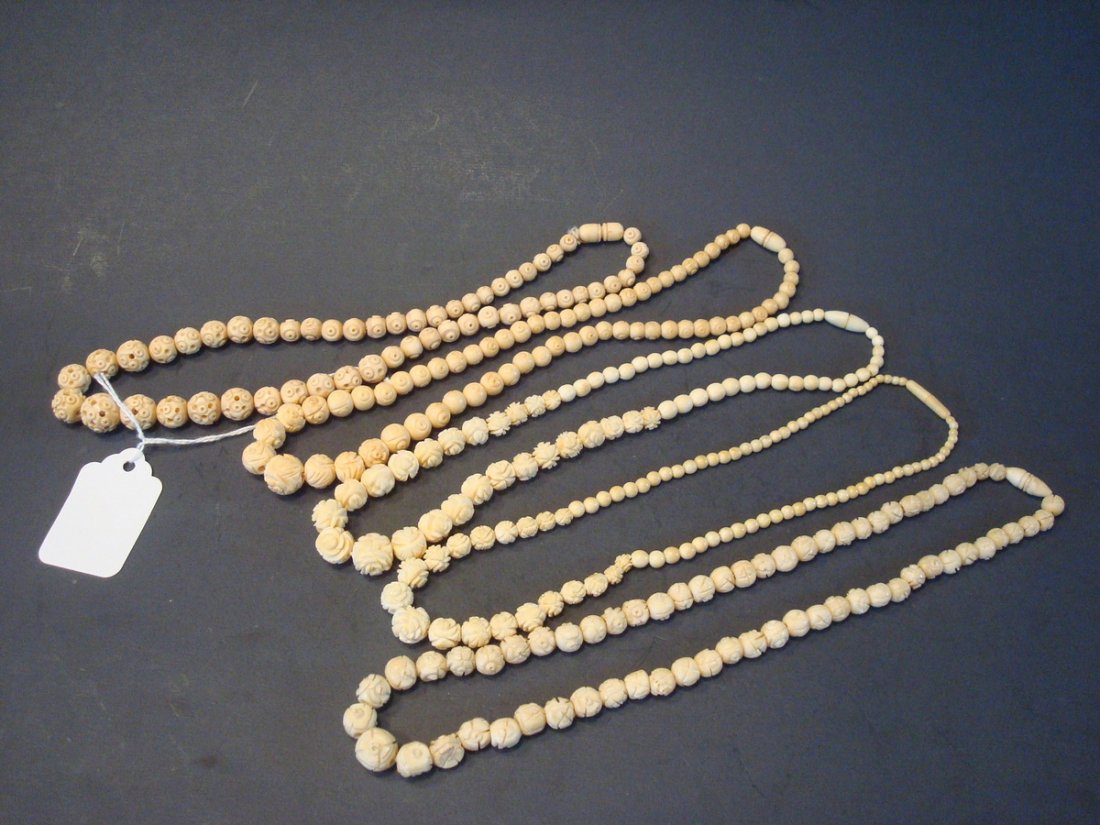ANTIQUE Chinese Ivory necklaces (5 pieces), 19th C (1 of 5)