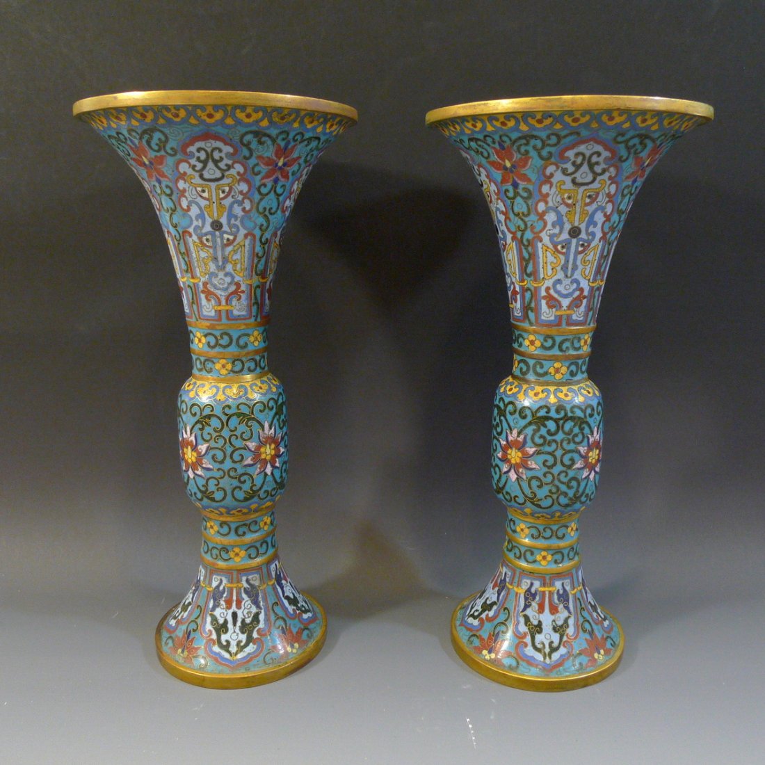 ANTIQUE CHINESE IMPERIAL CLOISONNE GU VASE QIANLONG (1 of 9)