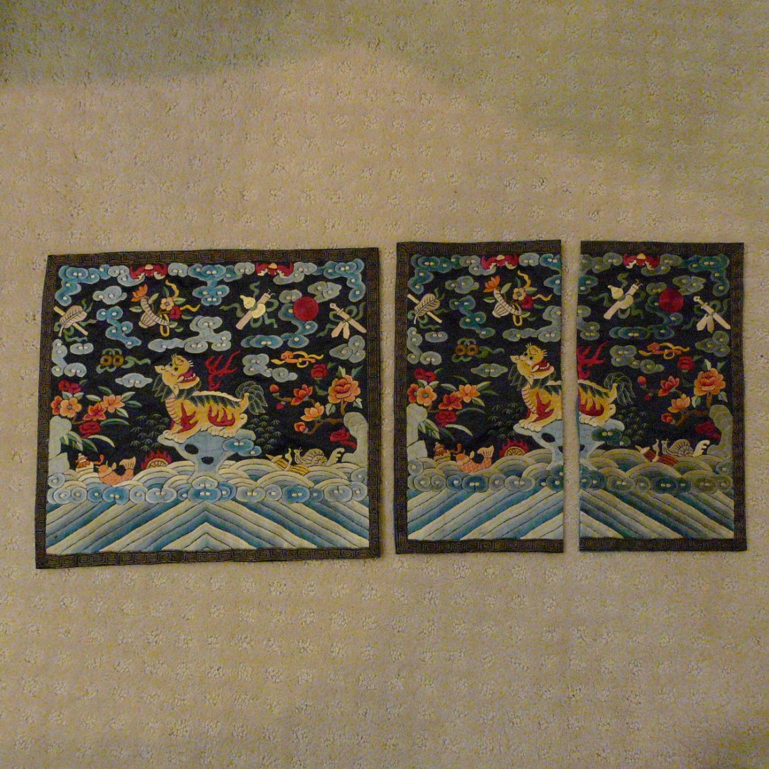 SET OF ANTIQUE CHINESE KESI SILK RANK BADGE - QING (1 of 7)