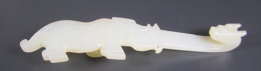 CHINESE HARDSTONE FLAT BELT HOOK (1 of 7)