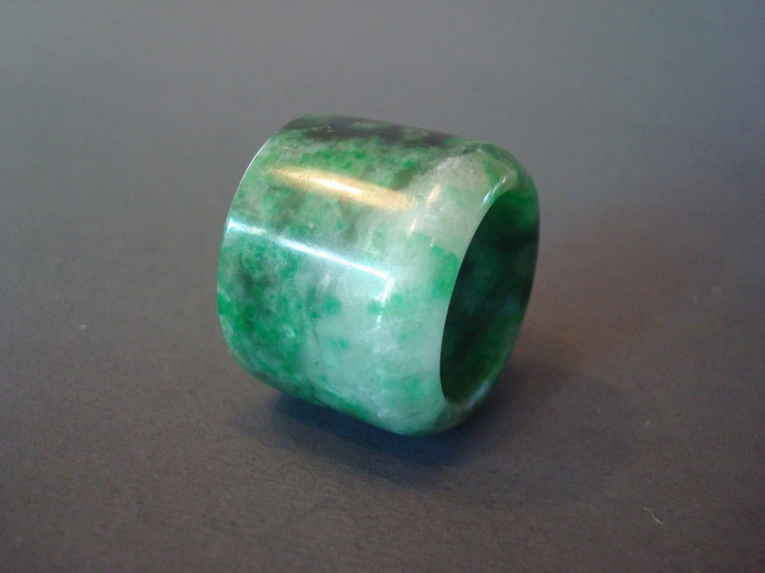 ANTIQUE Chinese Green Jade Archor Ring. 1" H x 1 1/4" W (1 of 5)