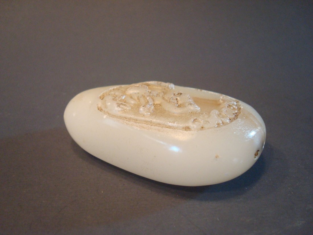 ANTIQUE Chinese Large White Jade pendent, 3" long (1 of 7)