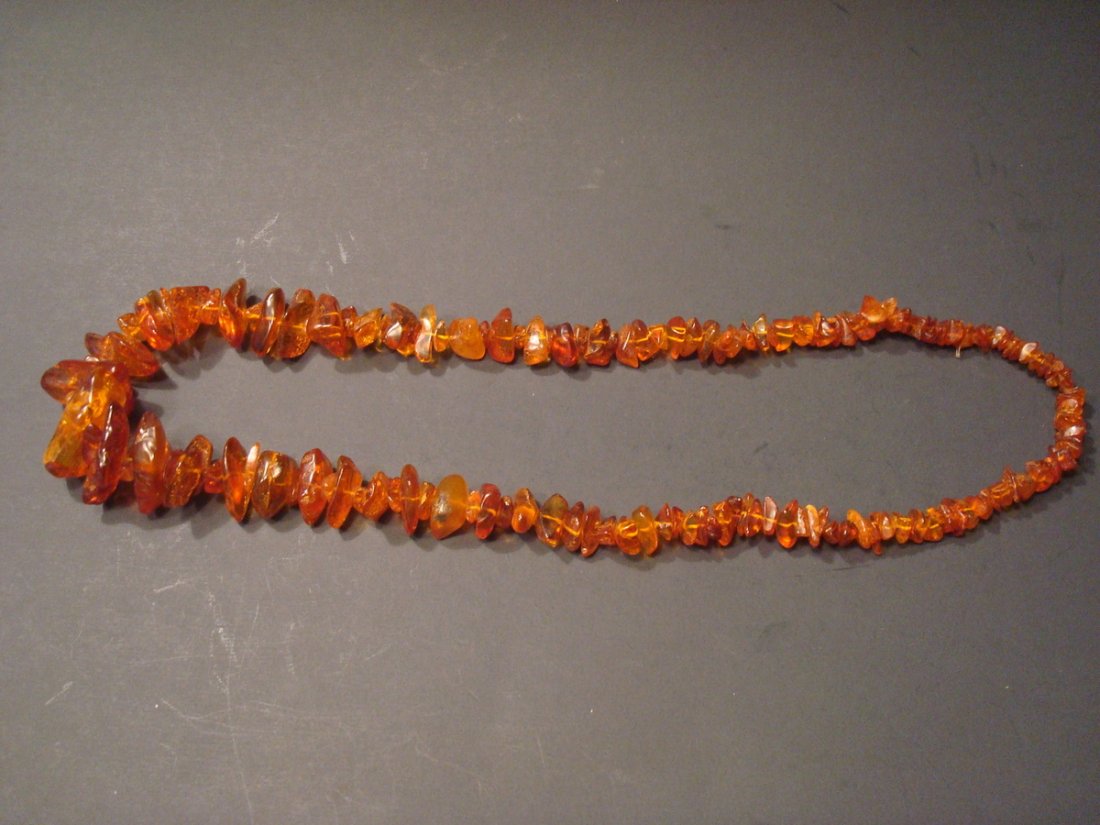 ANTIQUE Chinese Natural Amber Necklace, 19th C. 30" (1 of 4)