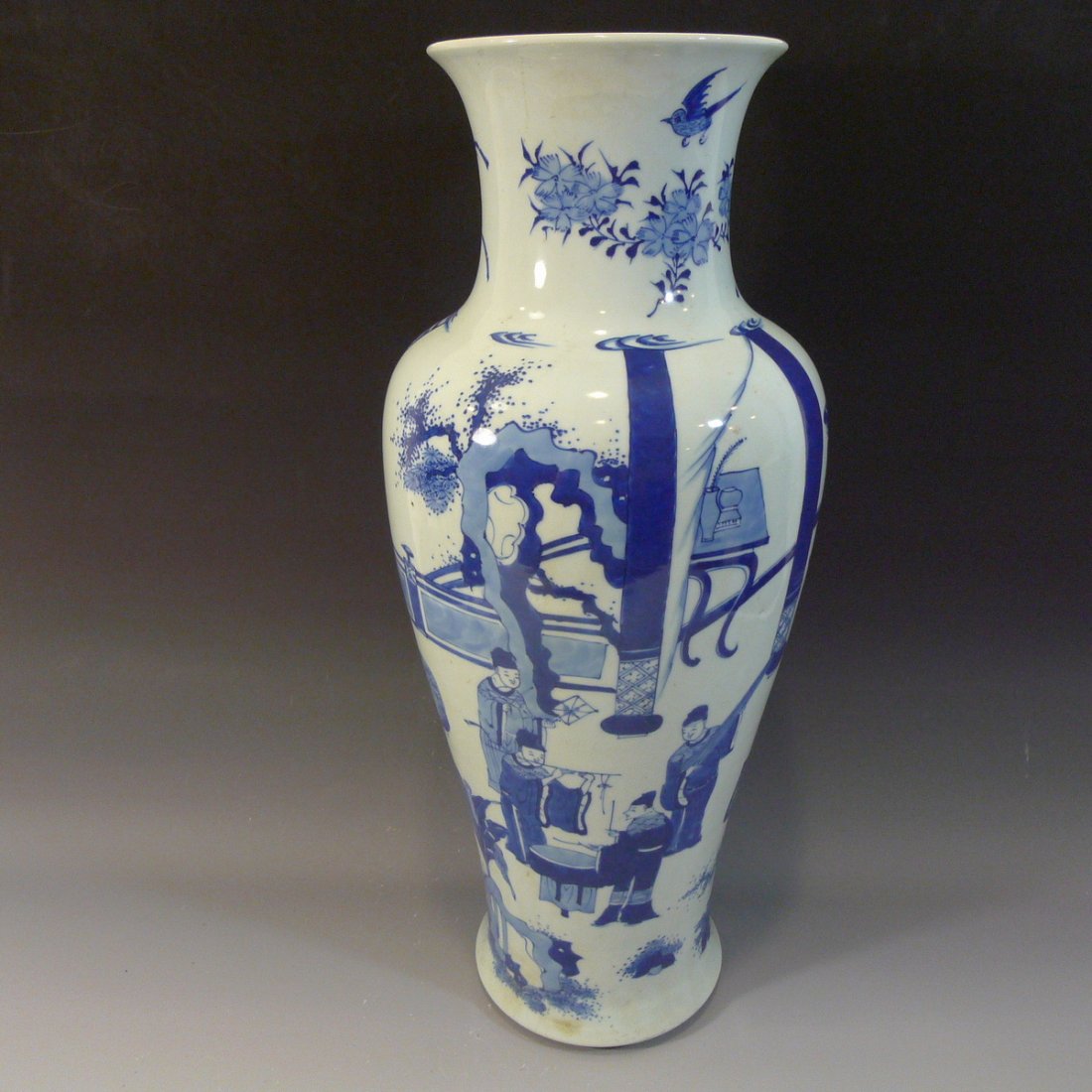 ANTIQUE CHINESE BLUE WHITE PORCELAIN VASE KANGXI MARK & (1 of 9)