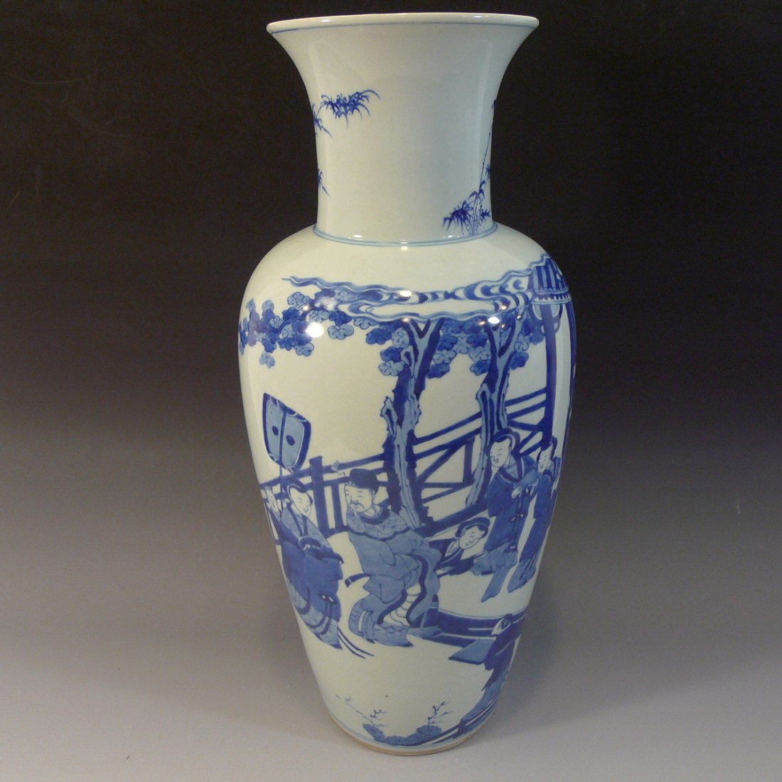 ANTIQUE CHINESE BLUE WHITE PORCELAIN VASE KANGXI MARK & (1 of 9)