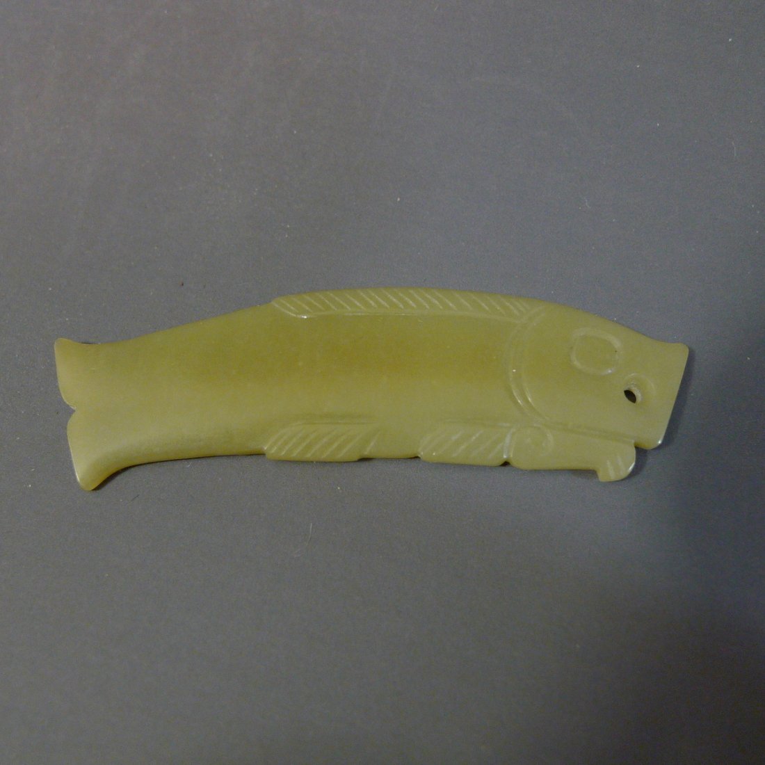 RARE ANTIQUE CHINESE YELLOW HETIAN JADE FISH PENDANT - (1 of 6)
