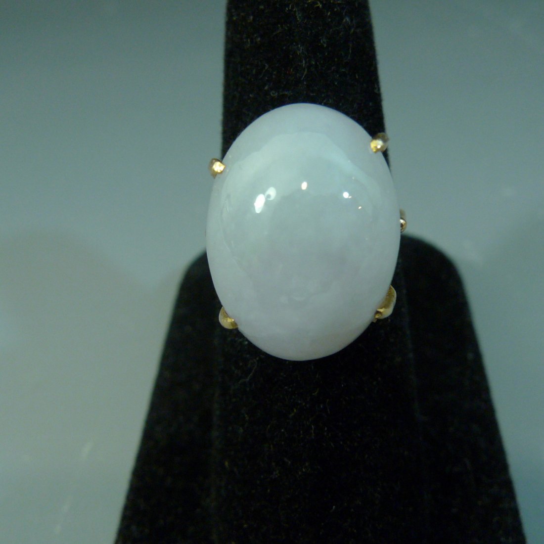 HUGE 14K GOLD NATURAL LAVENDER PURPLE JADE RING 7 GRAMS (1 of 9)