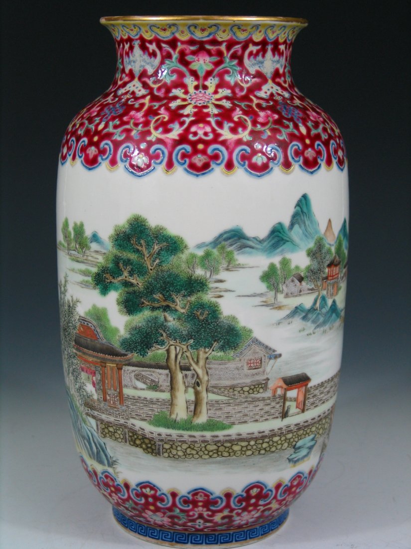 Chinese Imperial Qianlong Famille Rose Porcelain Vase