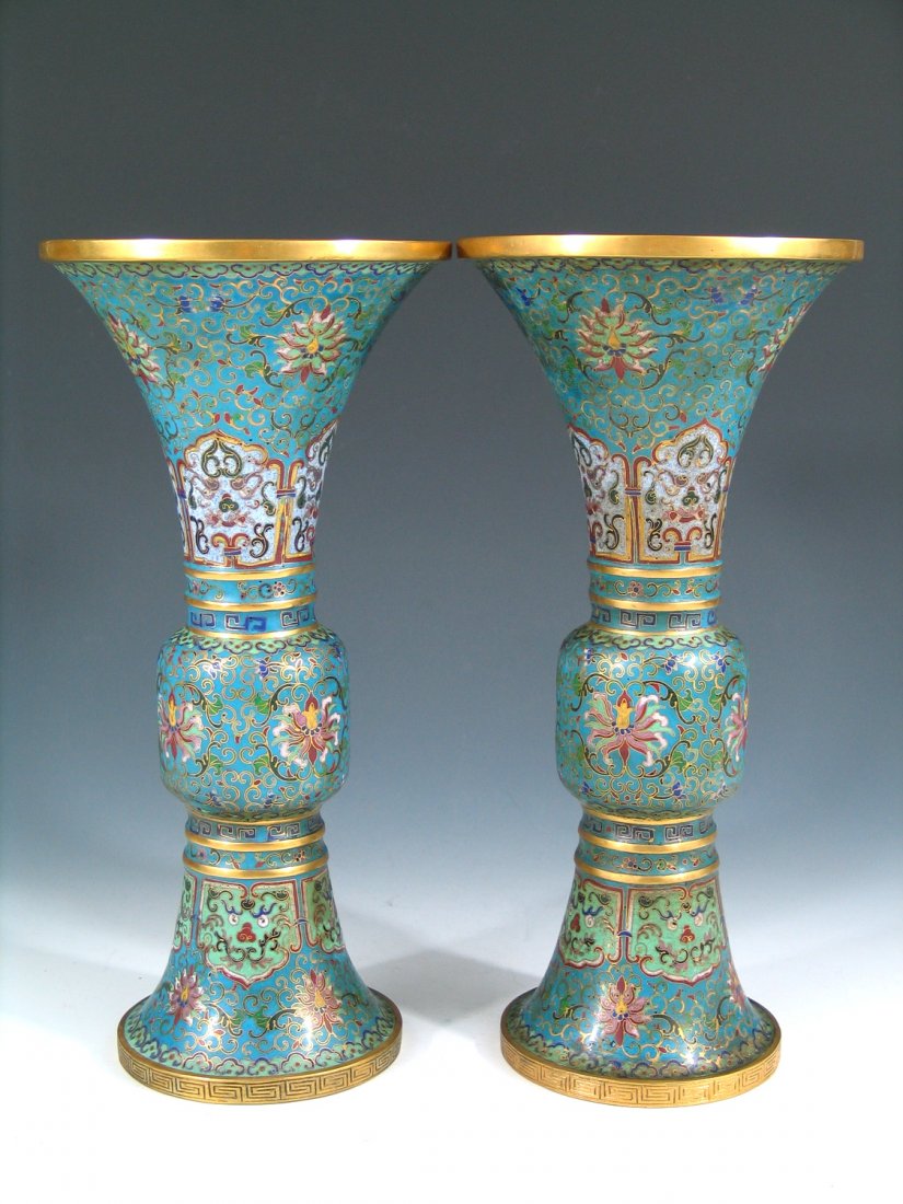 A Pair of Imperial Qianlong Cloisonne Vases. Qianlong (1 of 8)