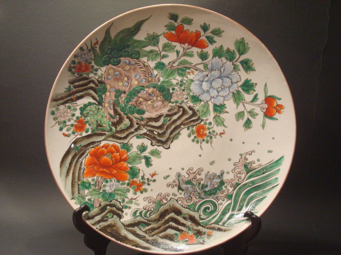 ANTIQUE Large Chinese Famille Rose Charger Plate with (1 of 10)