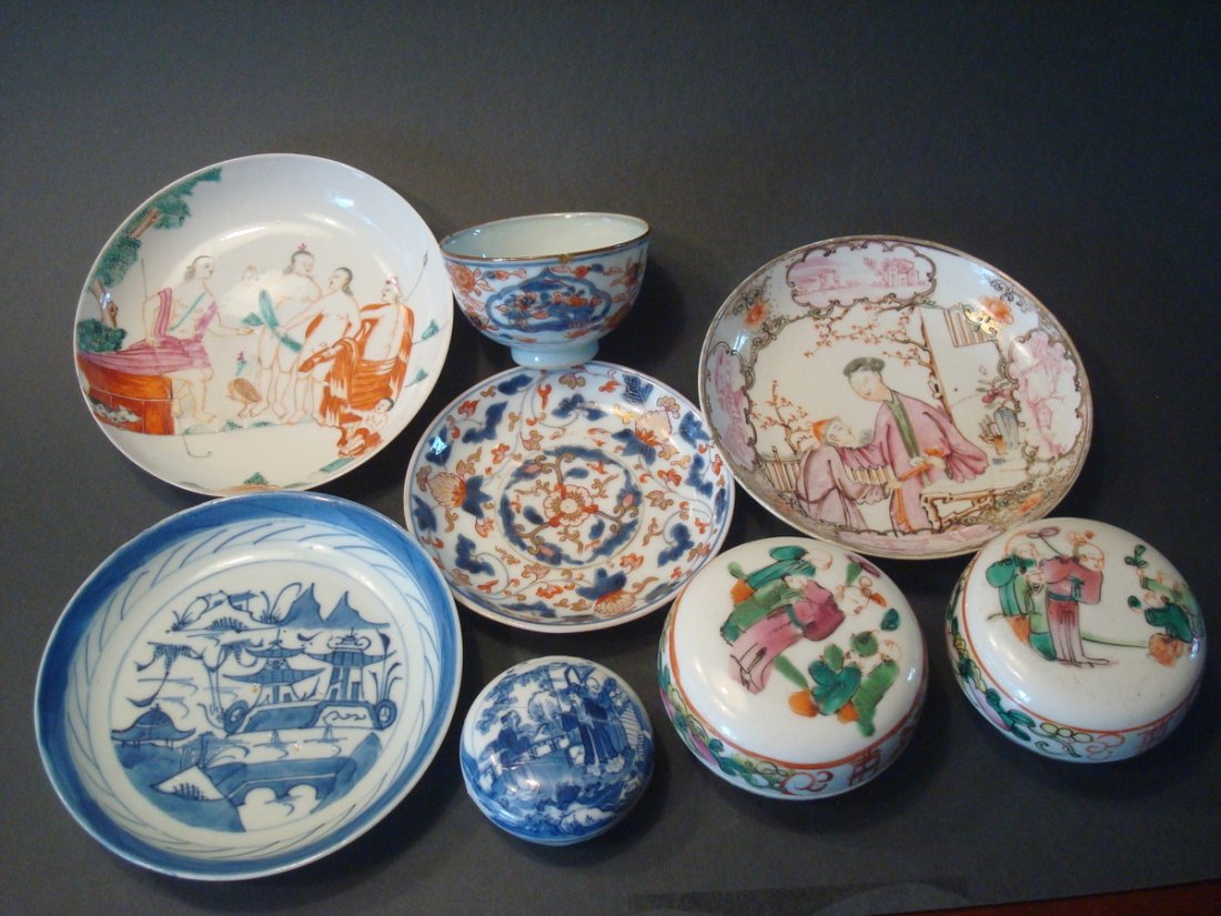 ANTIQUE Chinese Plates, Bowls, Boxes, 18th/19th C. (1 of 8)