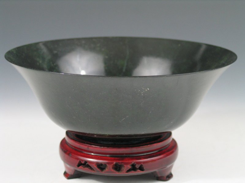 Chinese Dark Green Jade Bowl (1 of 3)