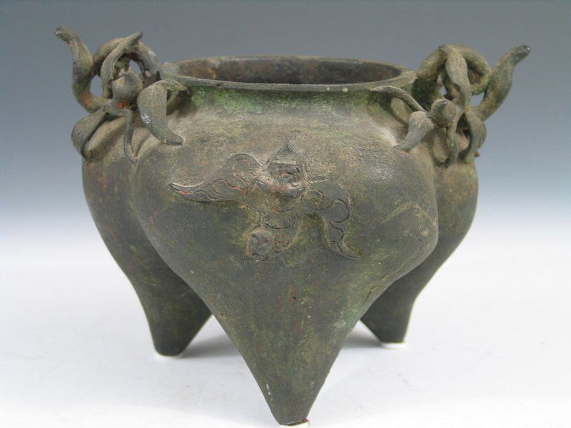 Chinese Three Footed Bronze Incense Burner, Ming Period (1 of 5)