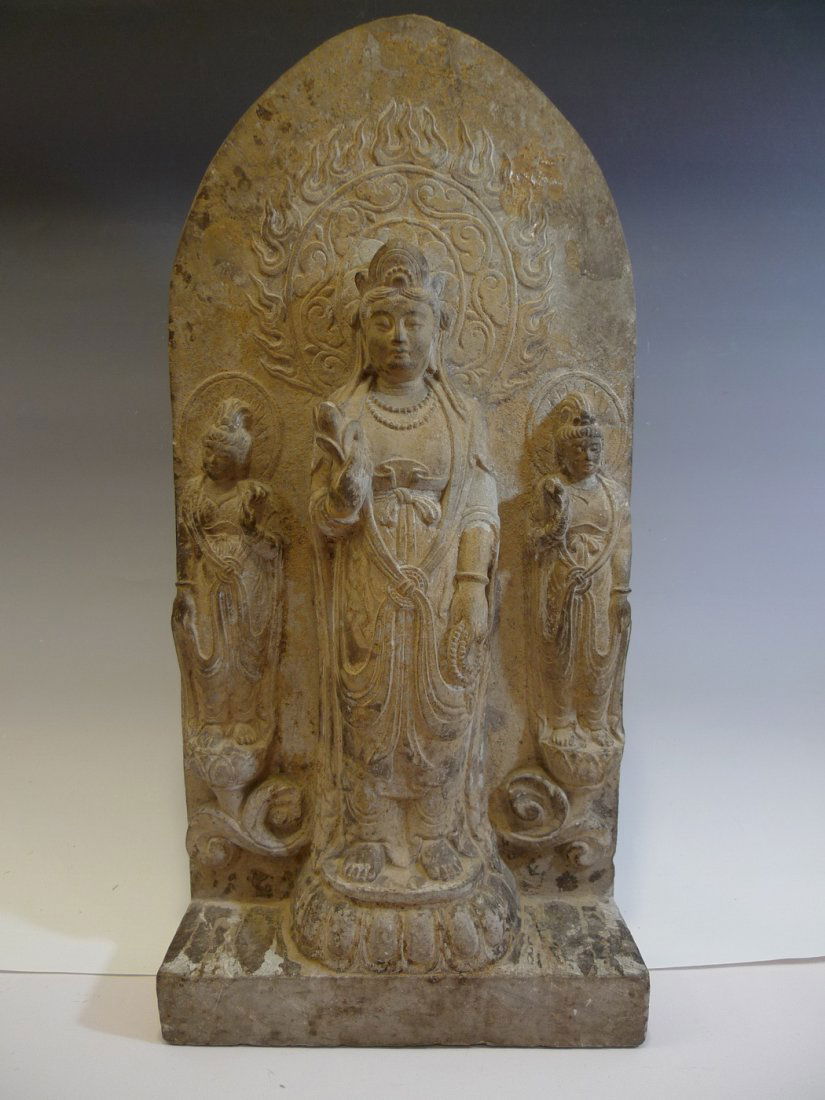 IMPORTANT STONE CARVING OF BUDDHA - SONG DYNASTY OR (1 of 9)