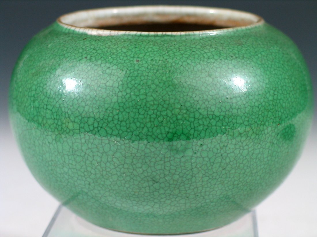 Chinese Monochrome Apple Green Crackle Glazed Porcelain (1 of 4)