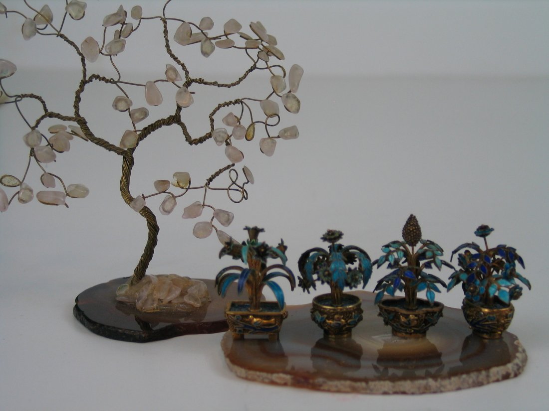 Chinese Tourmaline Tree and Four Silver Flower Pots (1 of 7)