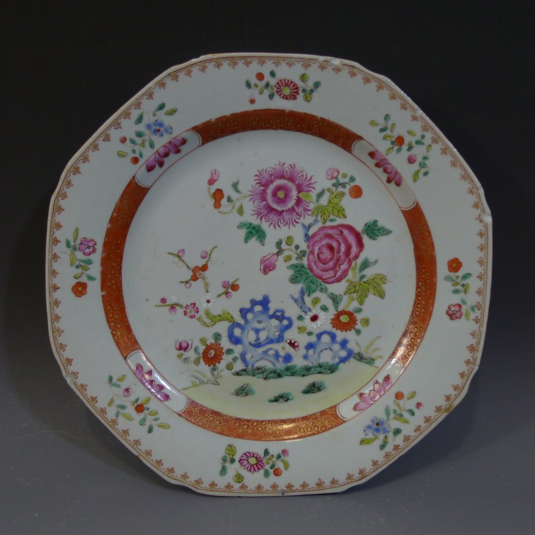 ANTIQUE CHINESE FAMILLE ROSE PORCELAIN PLATE - 18TH (1 of 6)