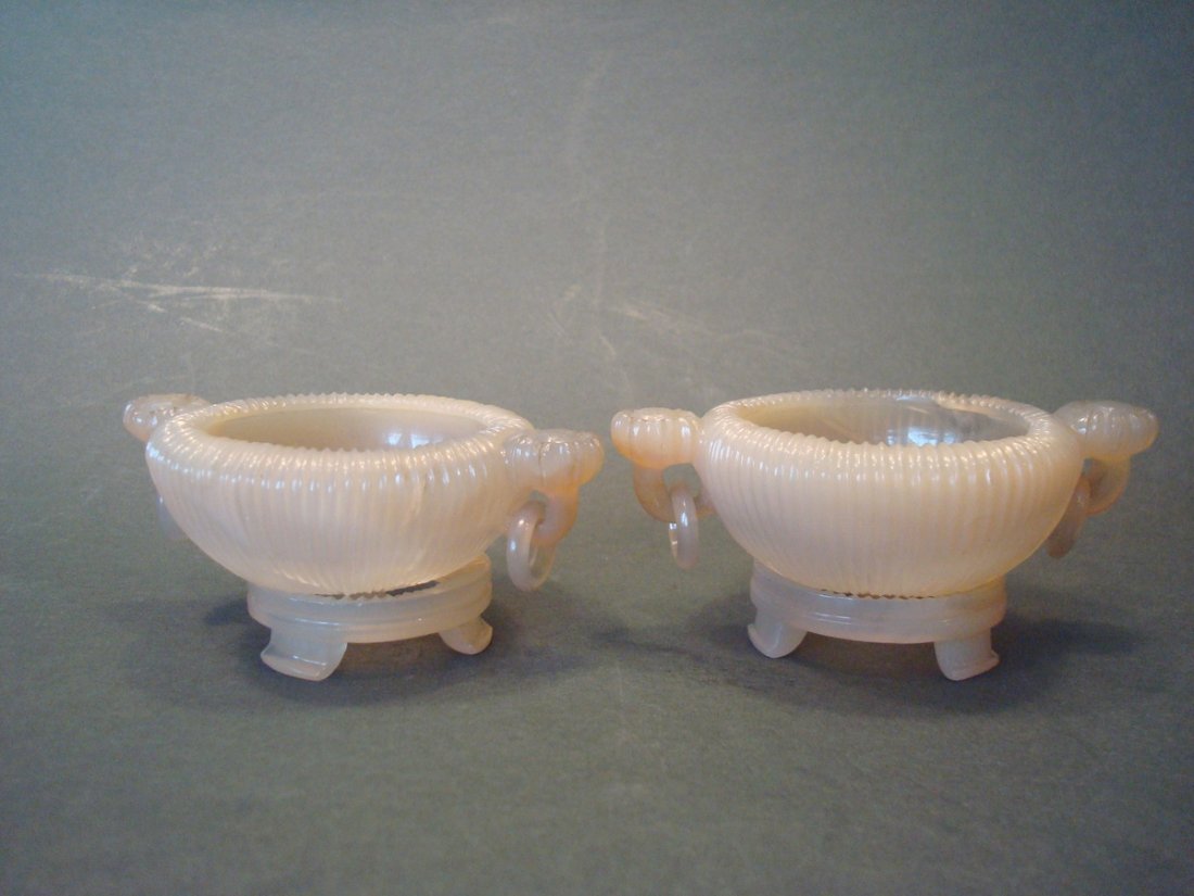 OLD Chinese Agate brush washers, 3 3/4" wide, 1 1/2" (1 of 4)