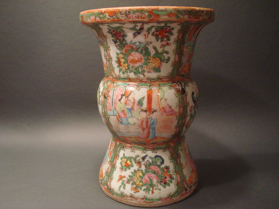 ANTIQUE Chinese Rose Medallion GU vase, 12 1/2" high. (1 of 6)