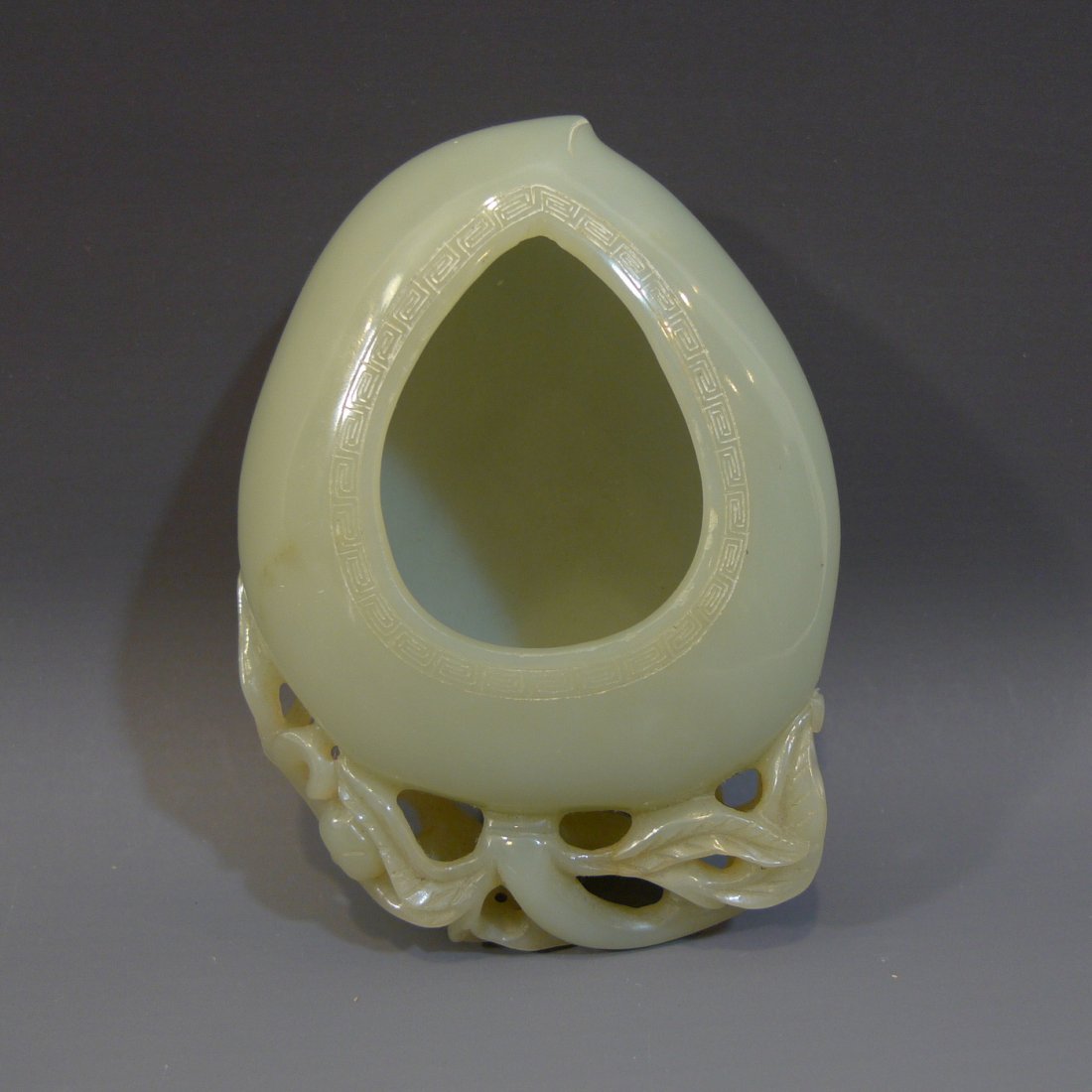 ANTIQUE CHINESE HETIAN CELADON JADE CARVED BRUSH WASHER (1 of 7)