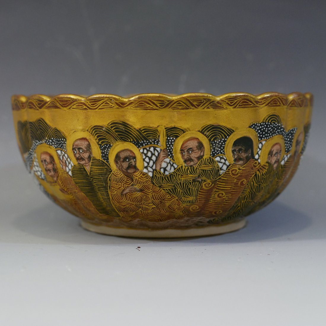 ANTIQUE JAPENSE SATSUMA BOWL  - MEIZAN HODOTA, MEIJI (1 of 6)
