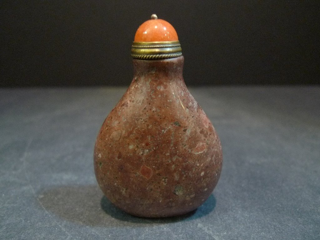 ANTIQUE CHINESE PUDDINGSTONE SNUFF BOTTLE 18TH CENTURY (1 of 5)
