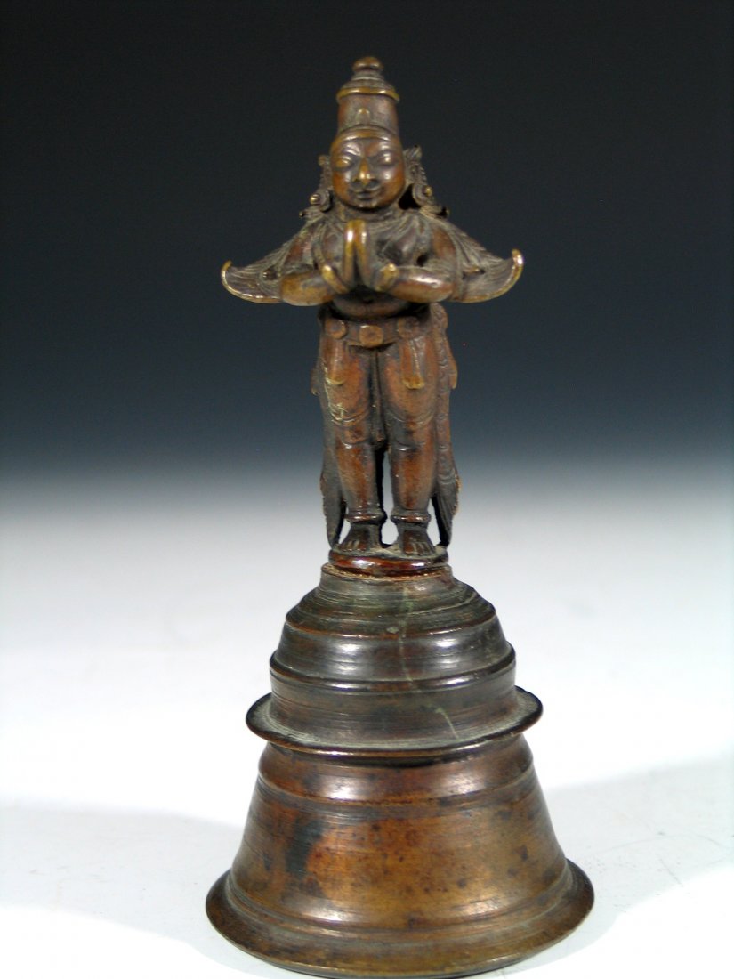 Antique Indian Bronze Bell with a Buddha Figure (1 of 5)
